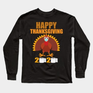 Funny Happy Thanksgiving Turkey Face Mask Quarantine 2020 Long Sleeve T-Shirt